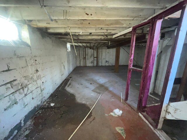 view of unfinished basement