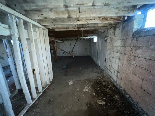 view of unfinished basement