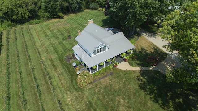 aerial view featuring a rural view