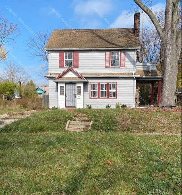 view of front facade with a front yard