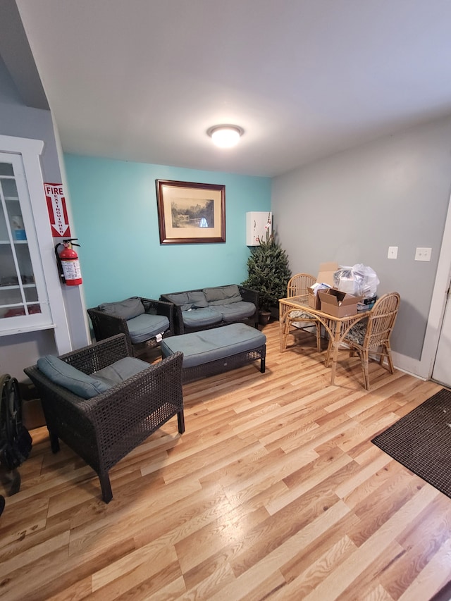 living room with light wood-type flooring