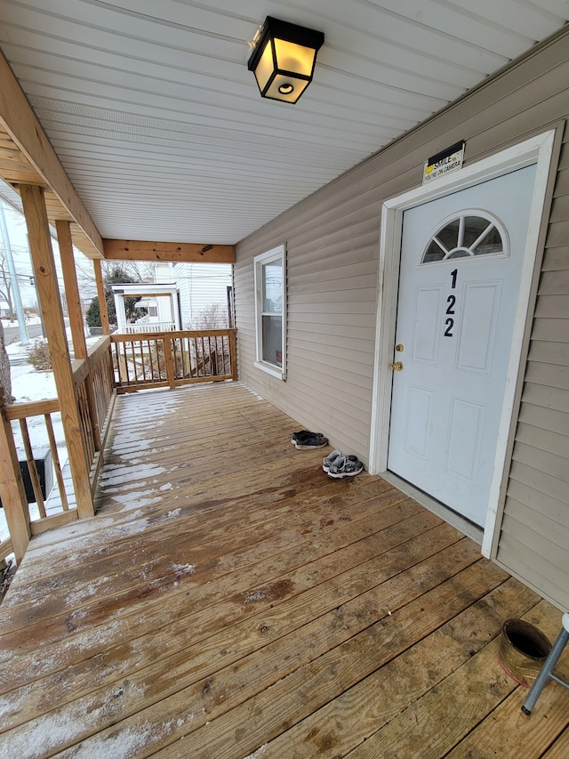 wooden terrace with covered porch