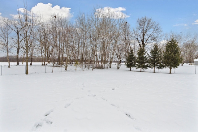 snowy yard with fence