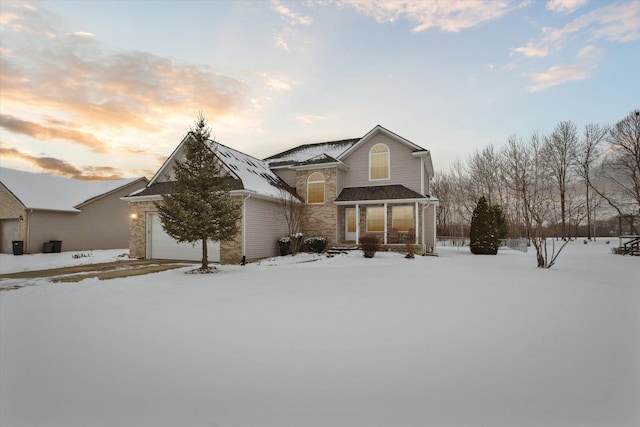 view of front facade featuring an attached garage