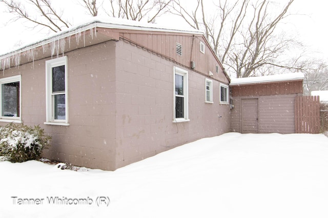 view of snowy exterior