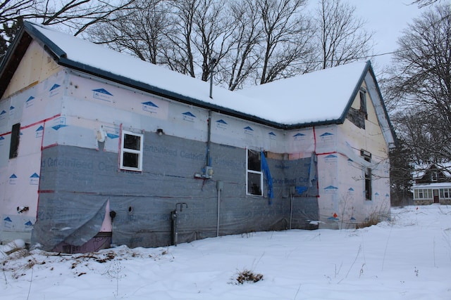 view of snow covered exterior