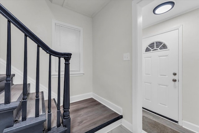 foyer featuring wood-type flooring