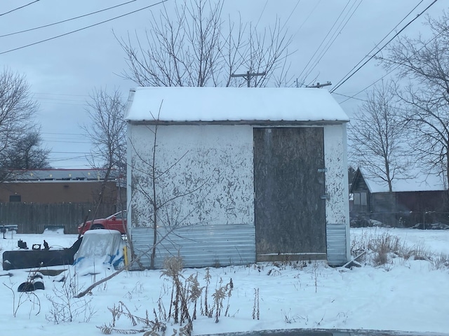 view of snow covered structure