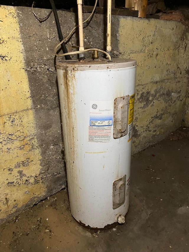 utility room featuring electric water heater