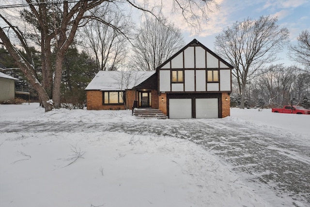 tudor house with a garage