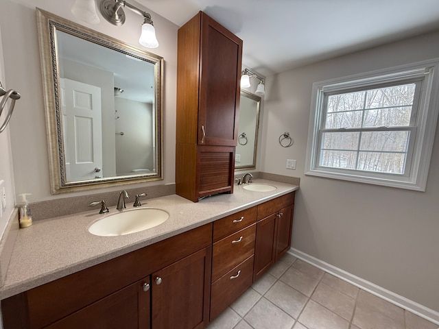 bathroom featuring vanity and tile patterned floors