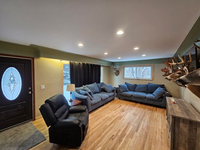 living room featuring light wood-type flooring