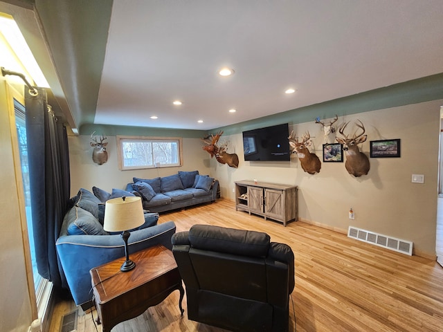 living room featuring light hardwood / wood-style floors