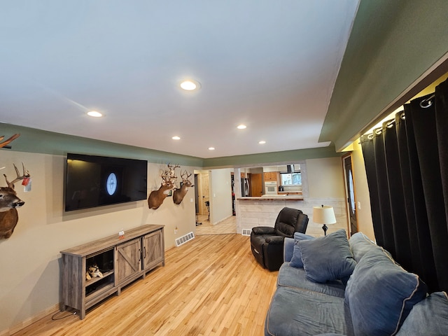 living room featuring light hardwood / wood-style flooring