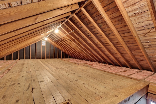 view of unfinished attic