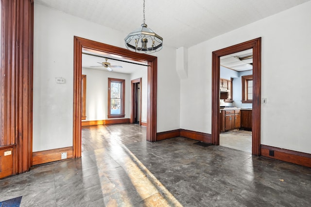 spare room featuring ceiling fan