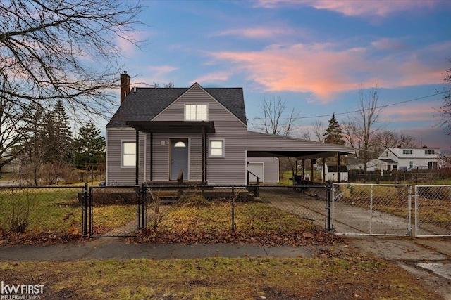 view of front of property featuring a carport