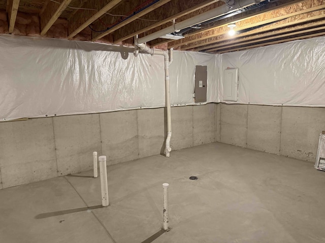 basement featuring electric panel