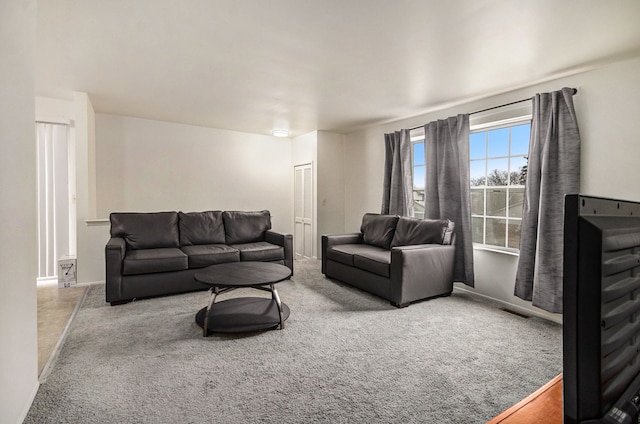 living room with carpet flooring