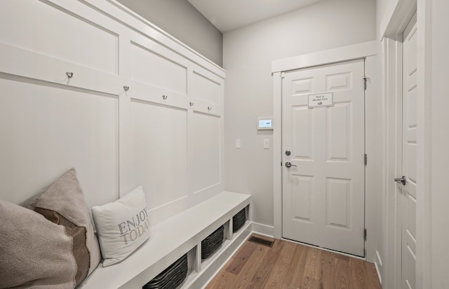 mudroom with light wood-type flooring