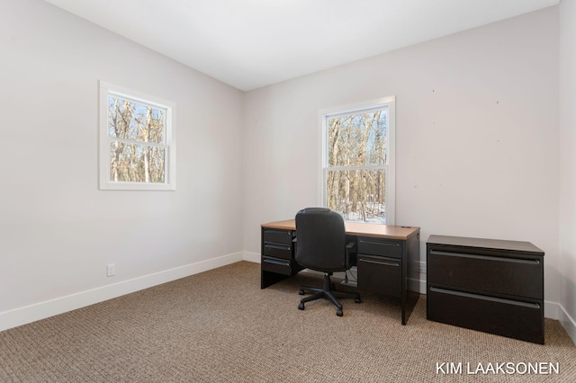 carpeted office space with plenty of natural light