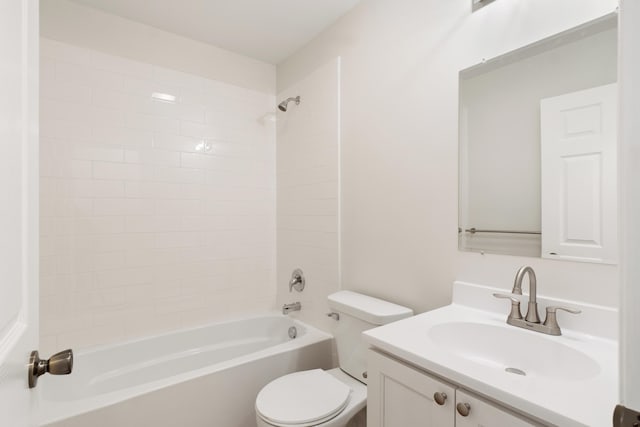 full bathroom featuring vanity, toilet, and shower / tub combination