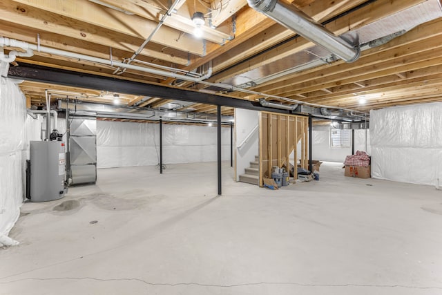 basement featuring gas water heater