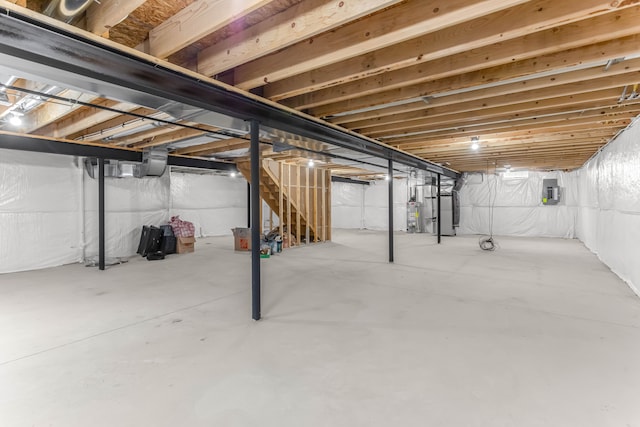 basement featuring heating unit