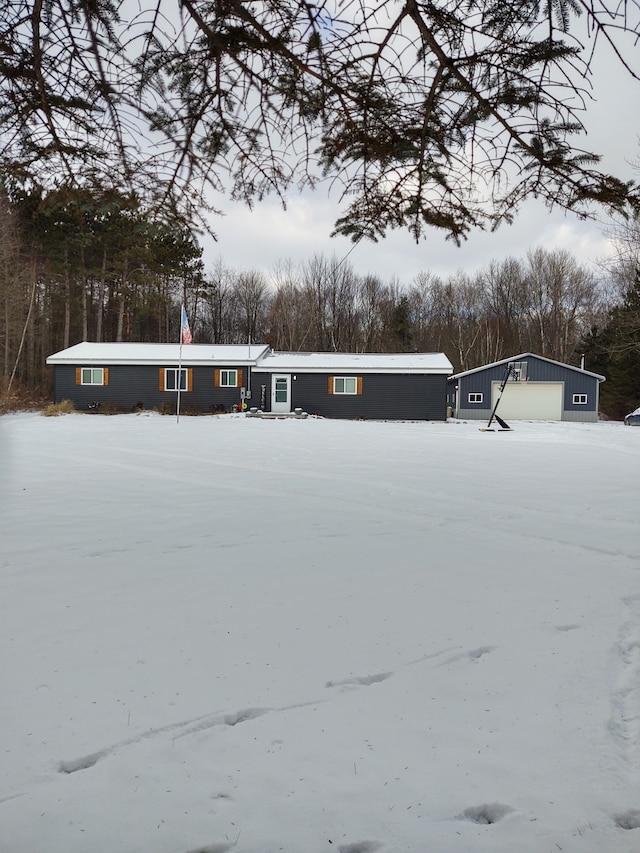 exterior space with a garage