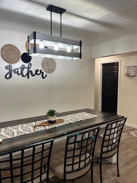 dining space with bar area