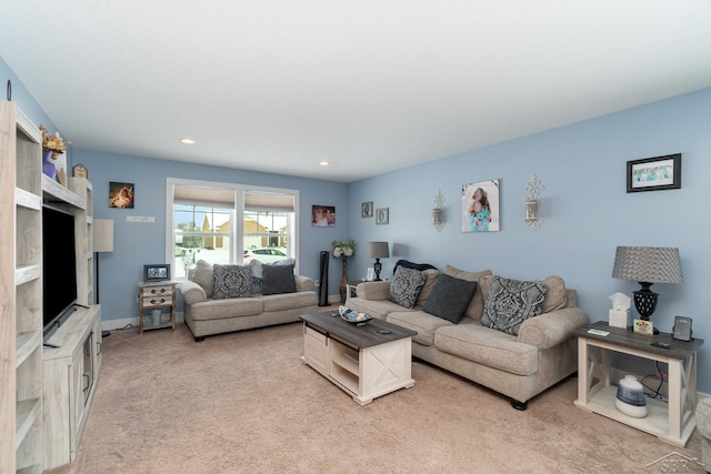 living room with carpet floors