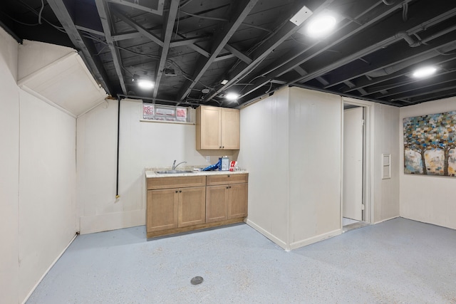 basement with sink