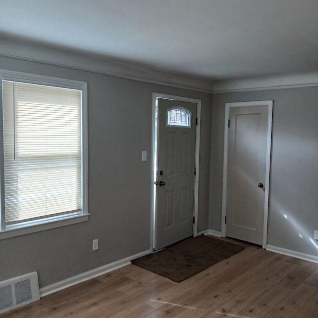 entrance foyer with light hardwood / wood-style floors