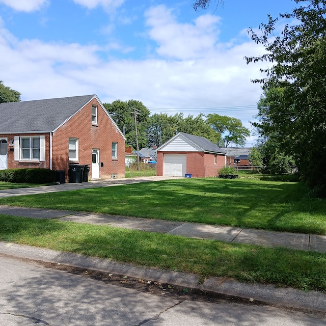 view of side of home with a yard