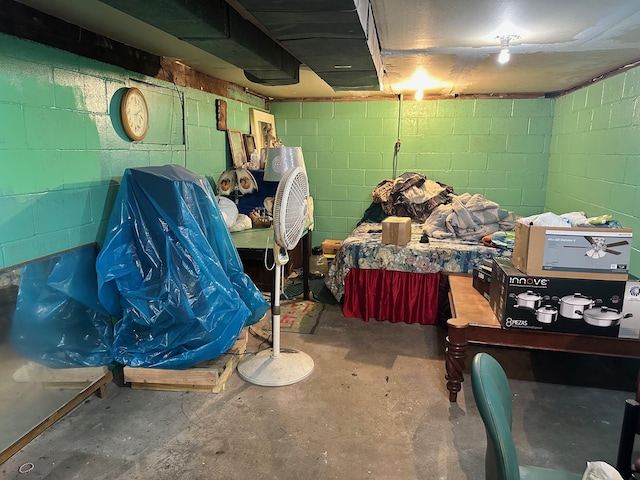 unfinished below grade area with concrete block wall