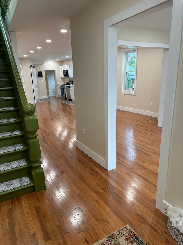 interior space with light hardwood / wood-style flooring