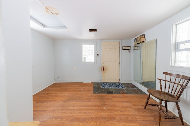 foyer with hardwood / wood-style flooring