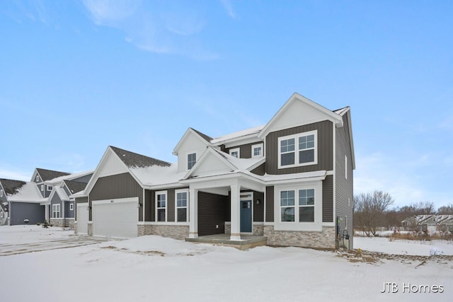 craftsman inspired home featuring a garage