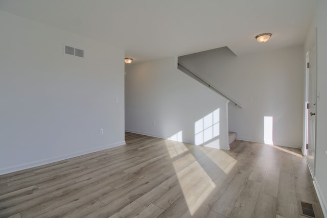 unfurnished living room with light wood-type flooring