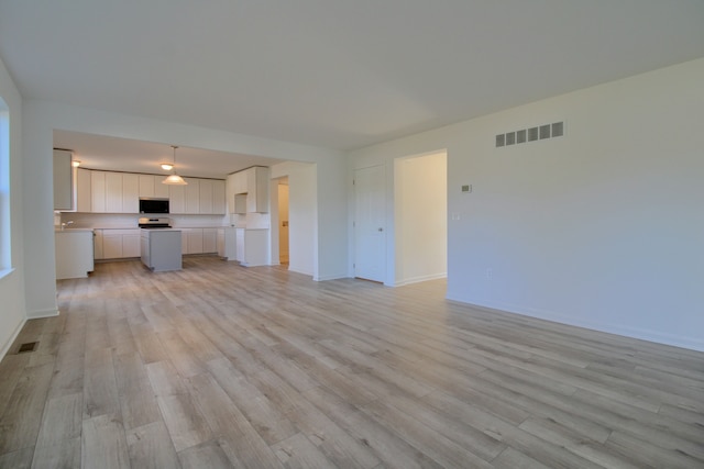 unfurnished living room featuring light hardwood / wood-style flooring