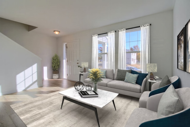 living room featuring light hardwood / wood-style flooring