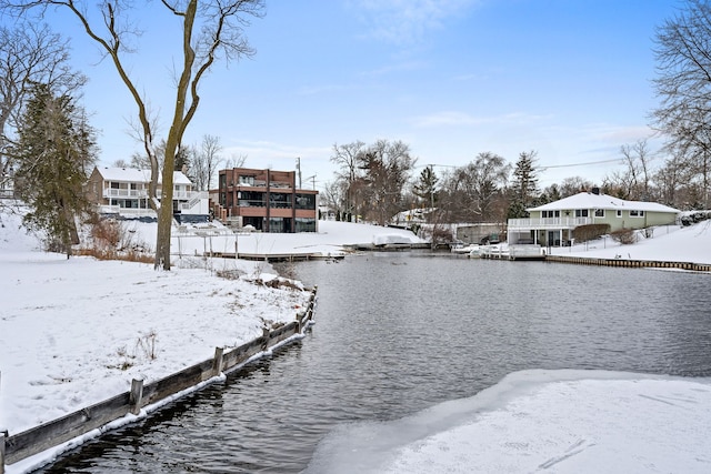 exterior space featuring a water view