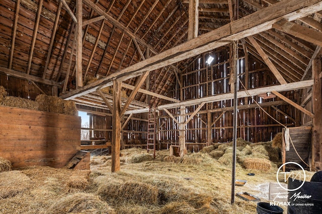 miscellaneous room with beam ceiling, high vaulted ceiling, and wood ceiling