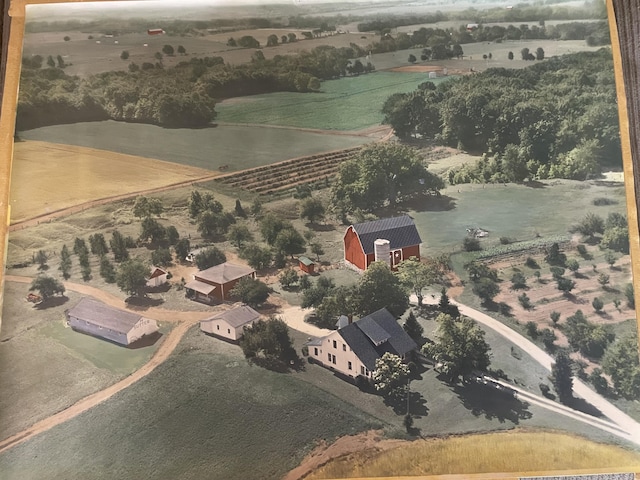 aerial view featuring a rural view