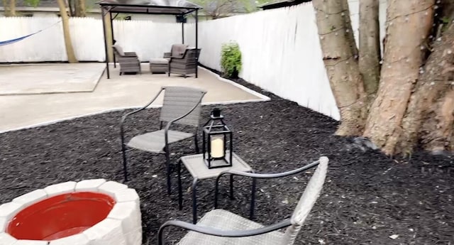 view of patio / terrace featuring a gazebo