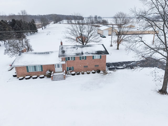 view of snow covered exterior