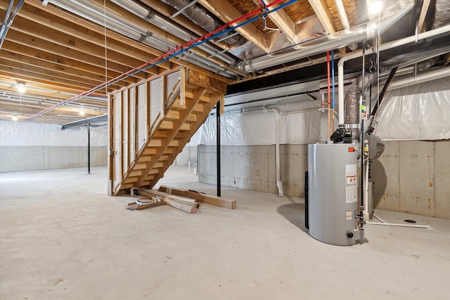 basement featuring water heater