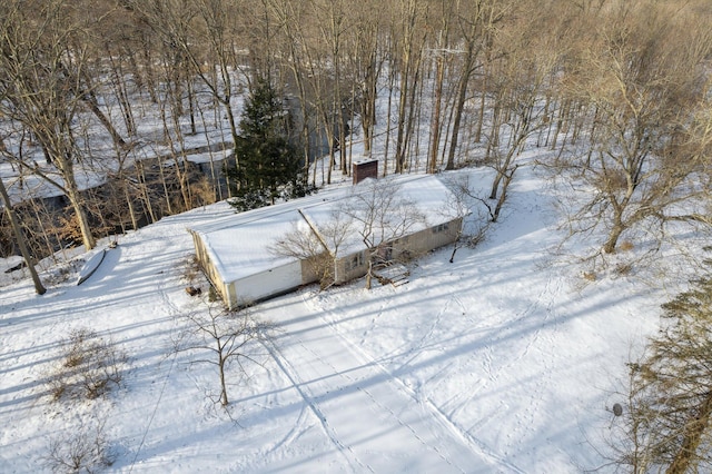 view of yard layered in snow