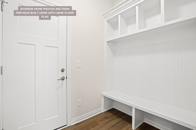 mudroom with dark wood-type flooring