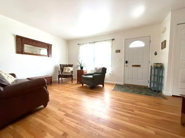 entryway with light hardwood / wood-style flooring